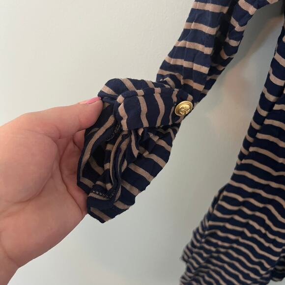 H.I.P. Striped Roll Tab Sleeve Open Front Cardigan Size Medium - Picture 2 of 6